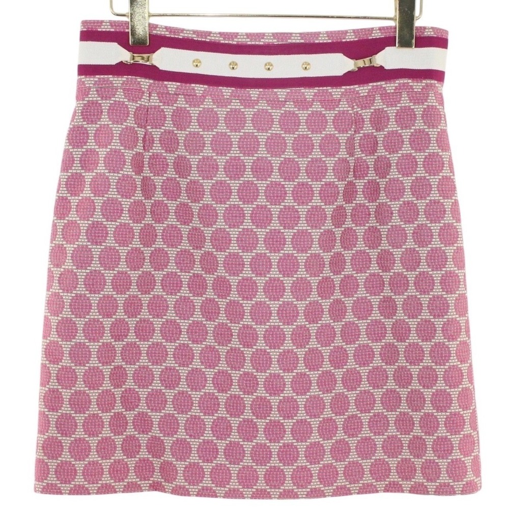 Antonio Melani A-Line Skirt Studded Ribbon Waistband Size 10 Pink White